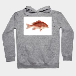 Red Snapper Watercolor Art for the Fishing Lovers and Anglers / Gifts for Fisherman Hoodie